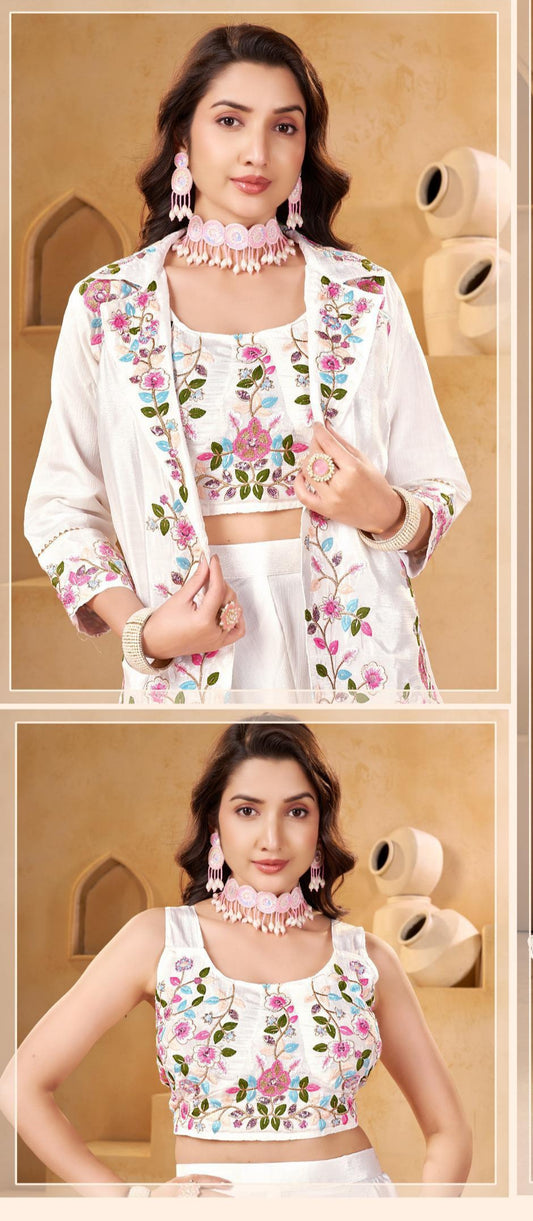 CHINON SILK INDO WESTERN WITH SHARARA CHOLI