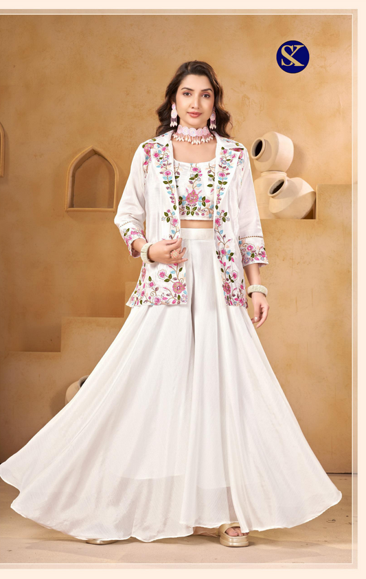 CHINON SILK INDO WESTERN WITH SHARARA CHOLI