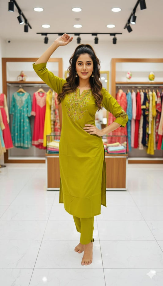 COTTON KURTA WITH THREAD WORK