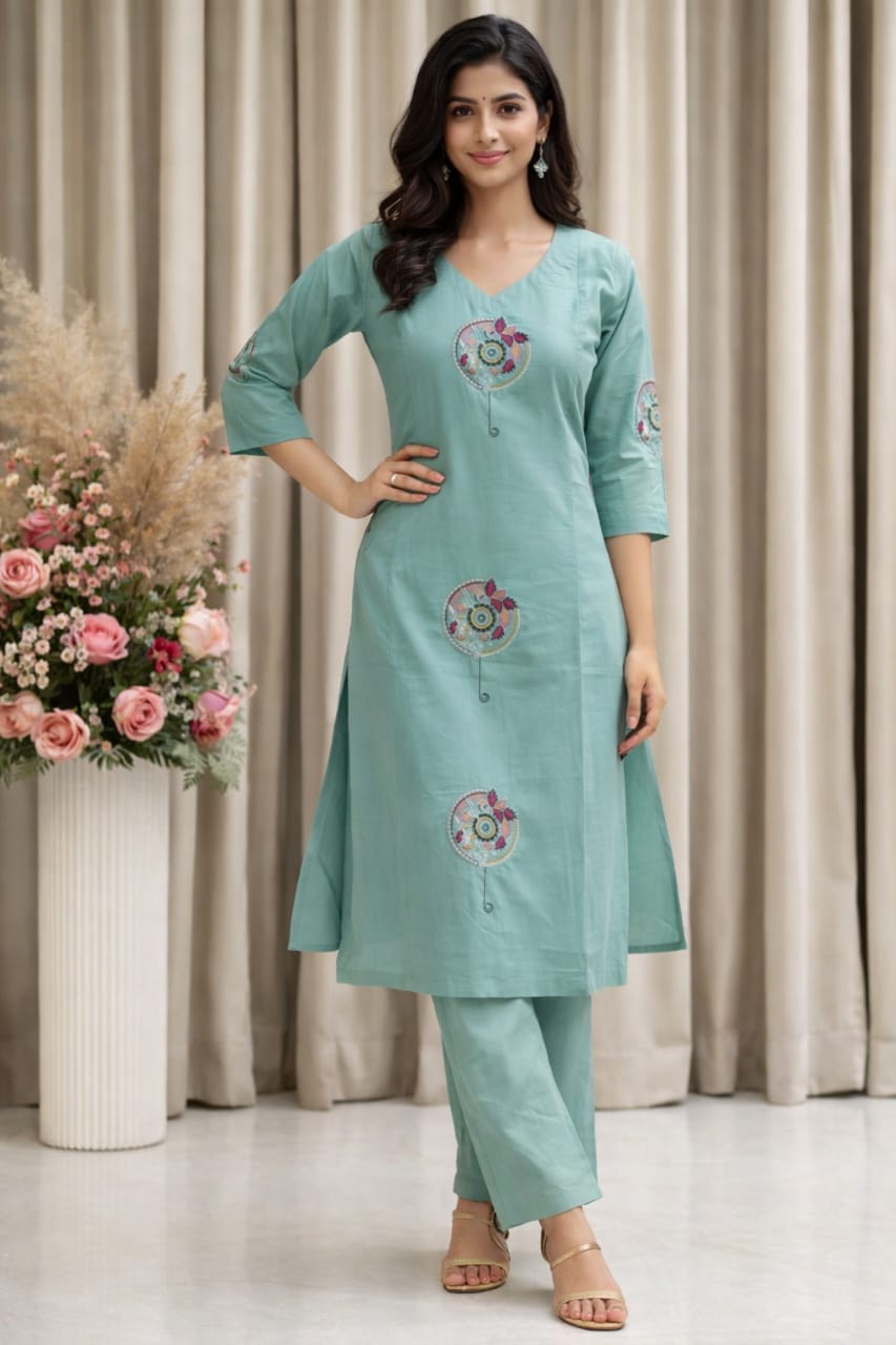 COTTON KURTA WITH THREAD WORK